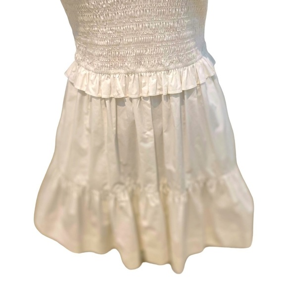 Sea NY white flutter sleeve cotton mini dress tiered skirt smocked bodice sz 4 - Picture 8 of 12